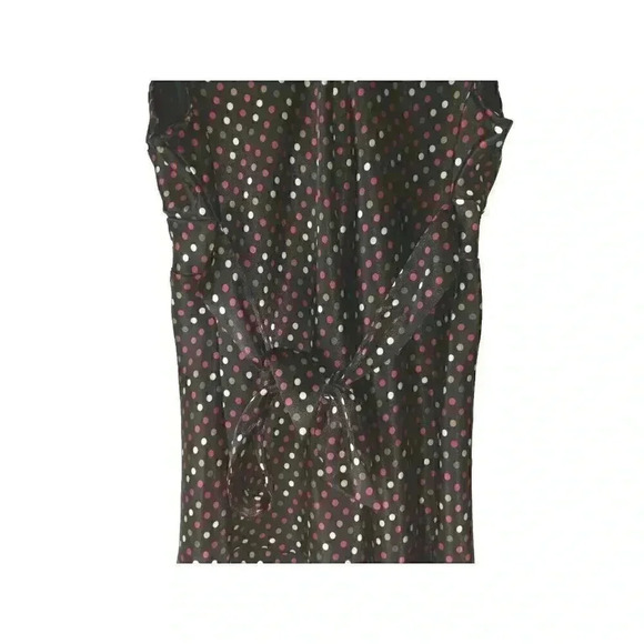 Copper Key Womens Top Multicolor Polka Dot V Neck Sleeveless Blouse Tie Large - Picture 4 of 10